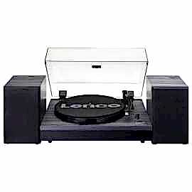 Lenco LS-300 iki harici hoparlörlü siyah plak çalar