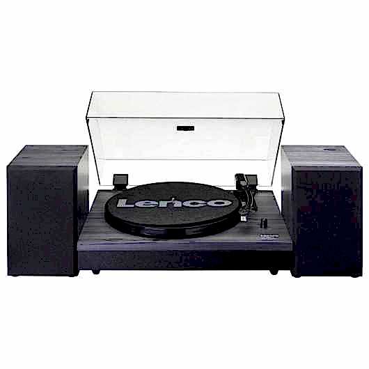 Lenco LS-300 iki harici hoparlörlü siyah plak çalar