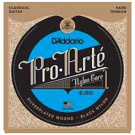 D'Addario EJ50 Pro-Arté Black Nylon, Hard Tension Takım Tel - Klasik Gitar Teli