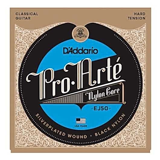 D'Addario EJ50 Pro-Arté Black Nylon, Hard Tension Takım Tel - Klasik Gitar Teli